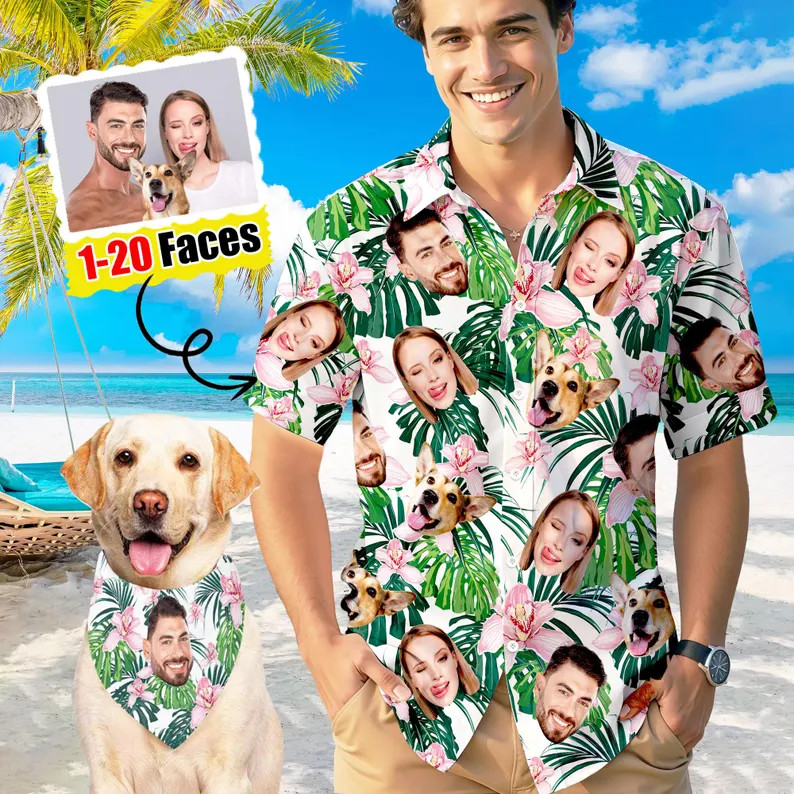 Personalized Face Hawaiian Shirt Custom Photo Funny Aloha Summer Gift