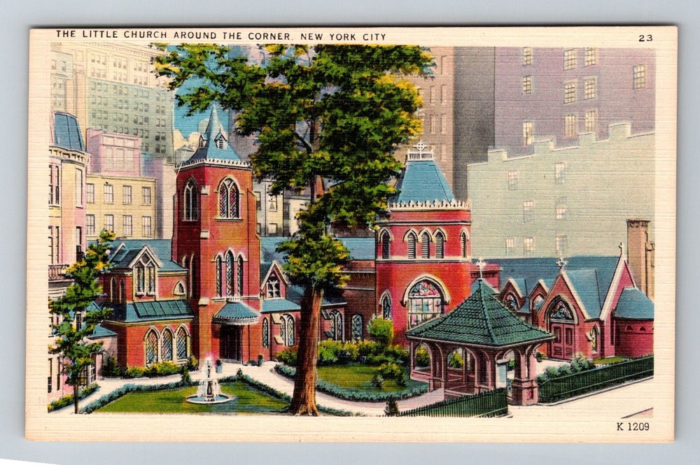 New York City NY, Little Church Around the Corner Vintage Postcard
