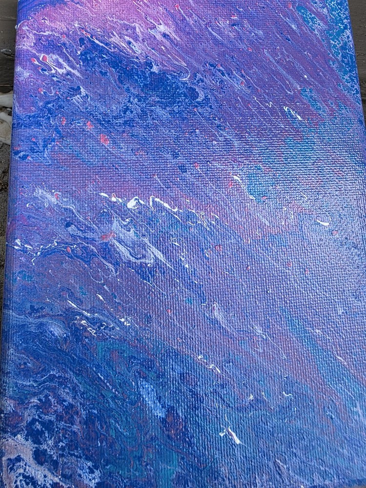 Original Abstract Galaxy Acrylic Painting on Canvas 5x7 Purple Blue Wall Art