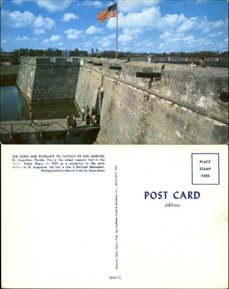 Old guns and entrance Castillo de San Marcos St Augustine Florida masonry fort