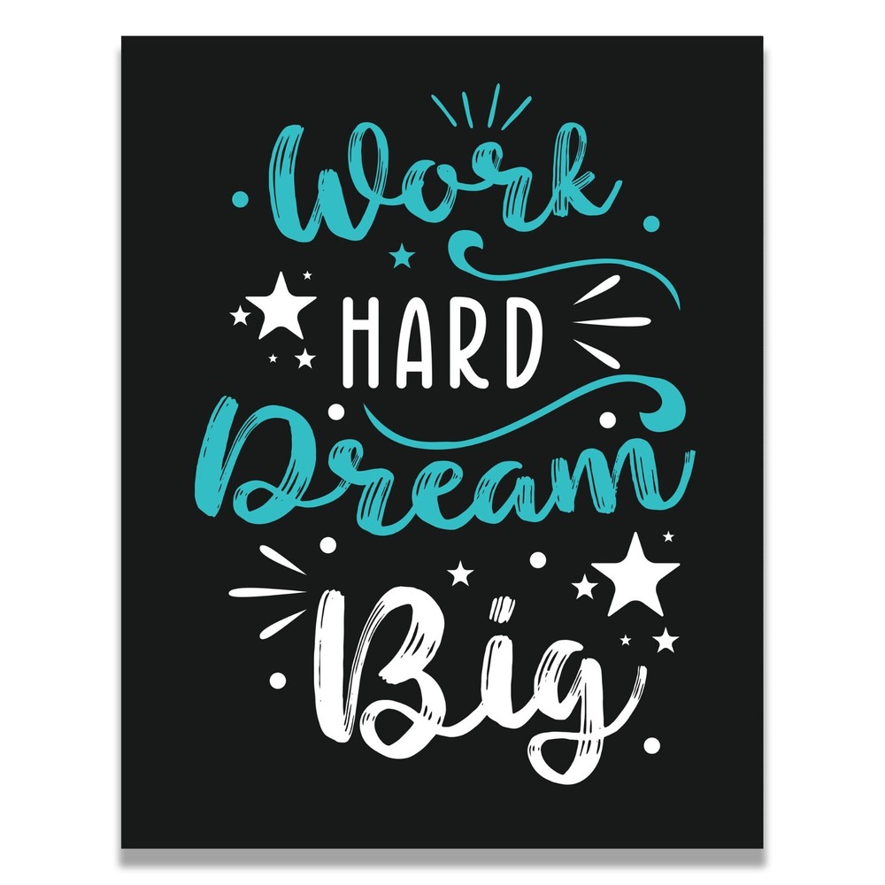 Work Hard Dream Big Motivational Poster Art Print Wall Decor School Teacher