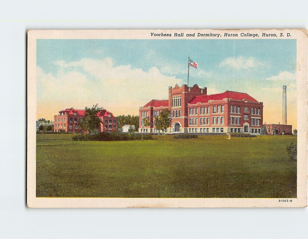 Postcard Voorhees Hall And Dormitory Huron College Huron South Dakota USA