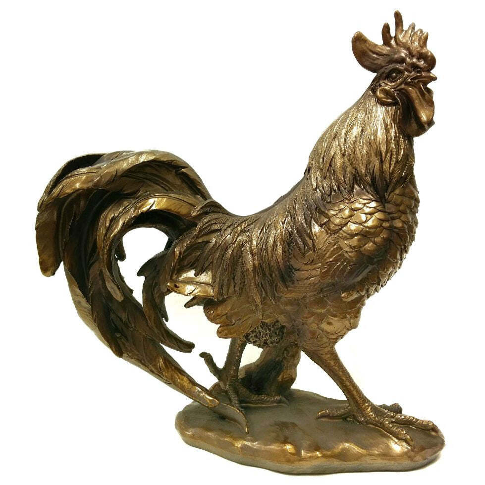 Bronzed Look Rooster Figurine