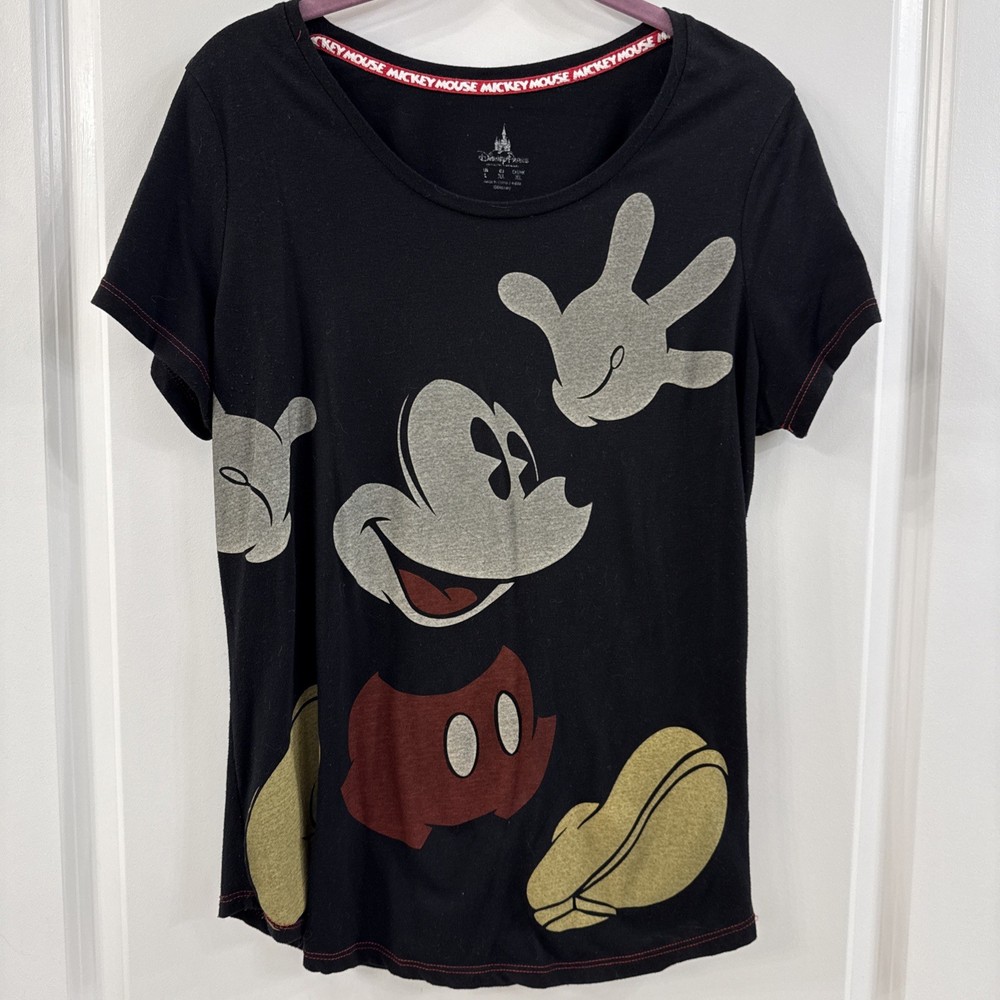 Walt Disney World Parks T-Shirt L Black Mickey Mouse Women’s Large Short Sleeve