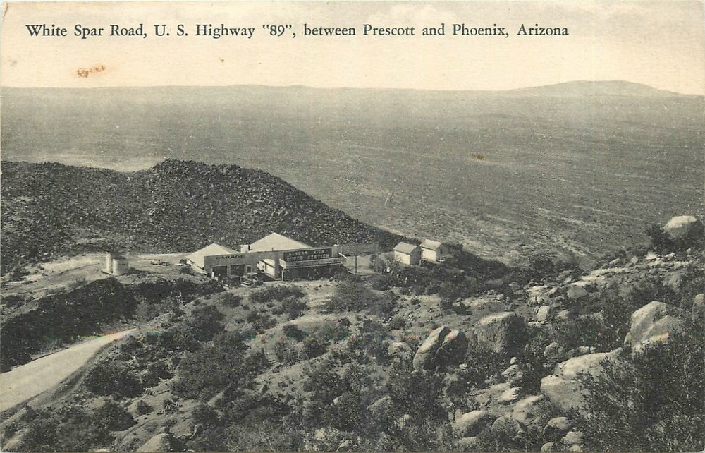 1930s Phoenix Arizona White Spar Road US Hwy 89 Prescott Postcard 26-3880