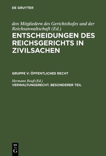 Hermann Reuß Verwaltungsrecht. Besonderer Teil (Hardback)