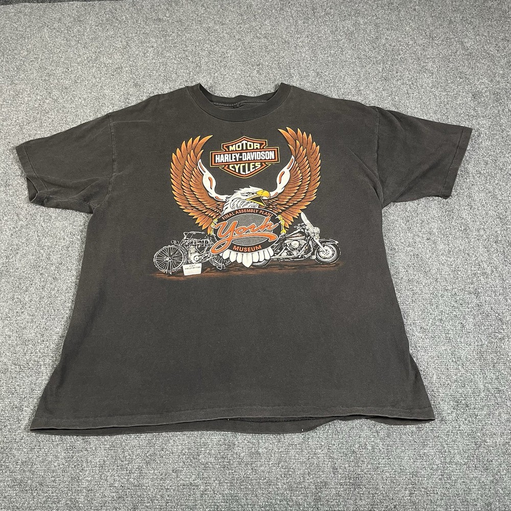 vintage harley davidson shirt Men’s Xl 90s Black Biker Motorcycle Eagle Faded
