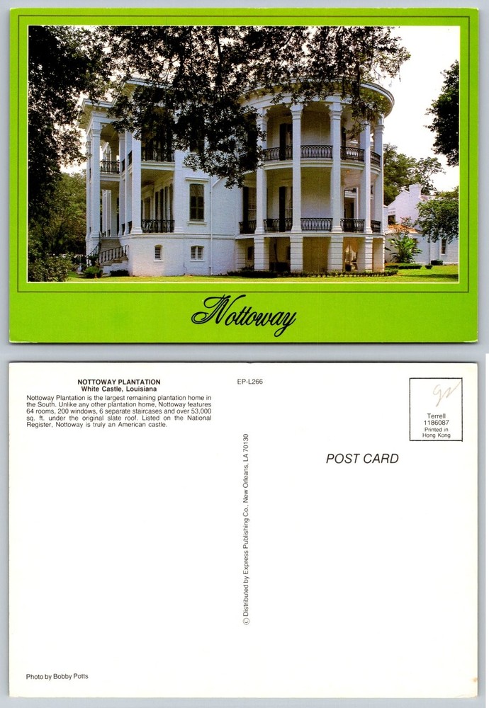 Nottoway Plantation White Castle Louisiana Historic Mansion Postcard
