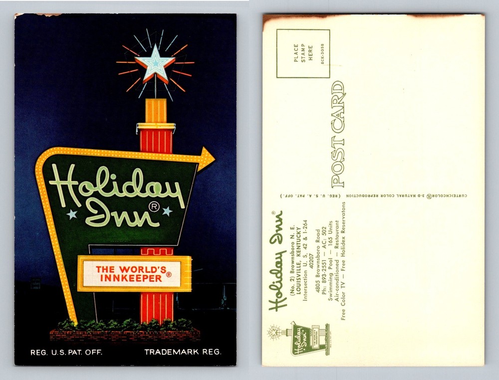 Brownsville, TX-Texas, Holiday Inn Neon Sign Night View Vintage Postcard
