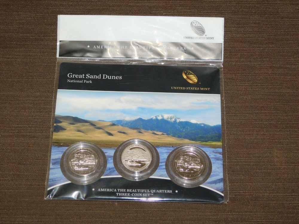 US MINT 3 COIN SET 2014 AMERICA THE BEAUTIFUL QUARTERS GREAT SAND DUNES COLORADO
