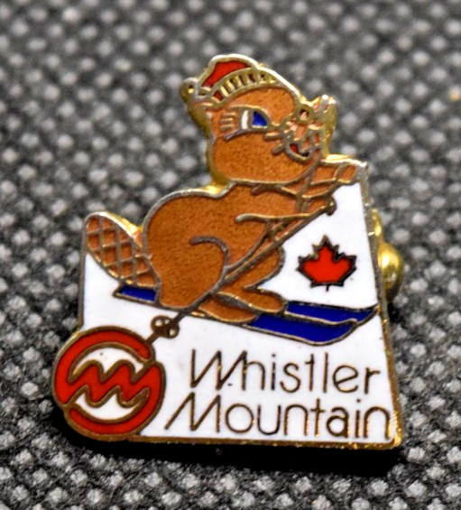 Whistler Mountain Ski Resort Canada Skiing Beaver Ski Lapel Pin