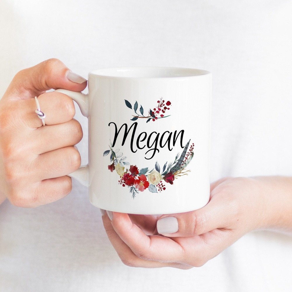 Floral Themed Name Mug Personalised Christmas Gift For Her  Personalized Mug