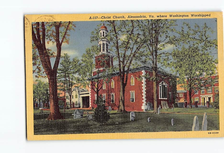 Postcard Christ Church where Washington Worshipped Alexandria Virginia USA