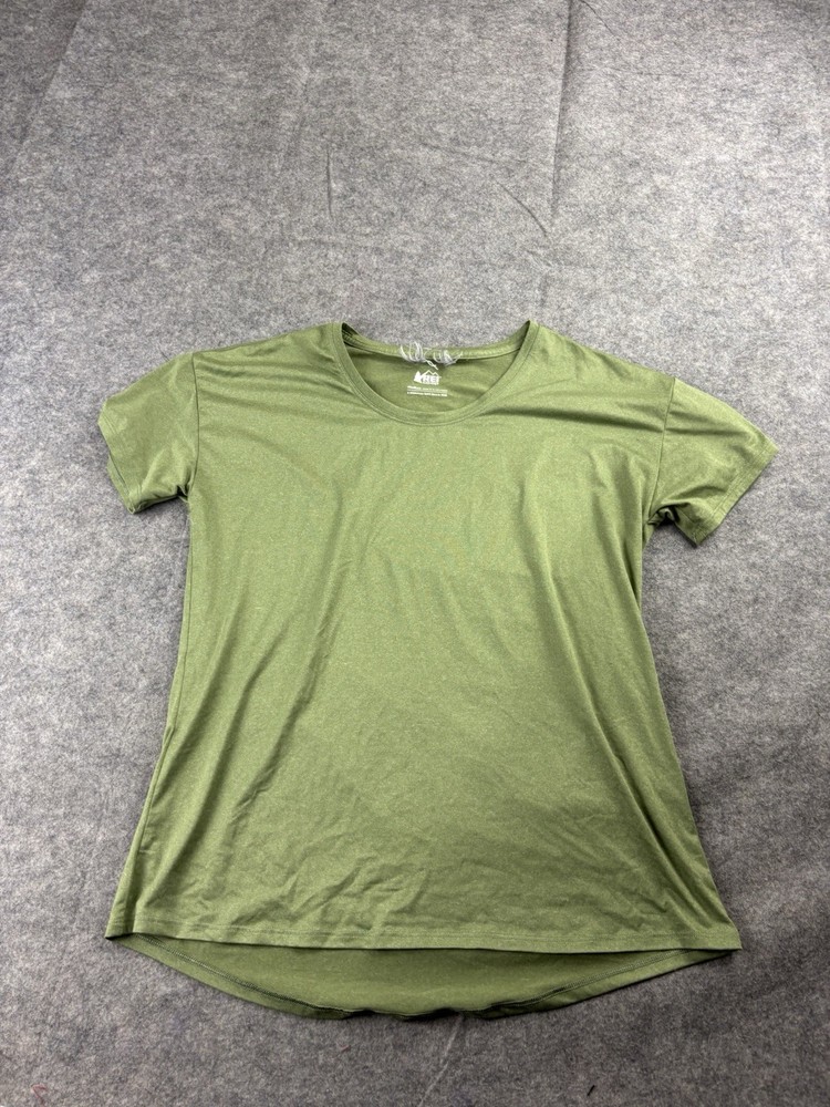 REI Co-Op T Shirt Women's M Green Heathered Short Sleeve Performance Hiking Gorp