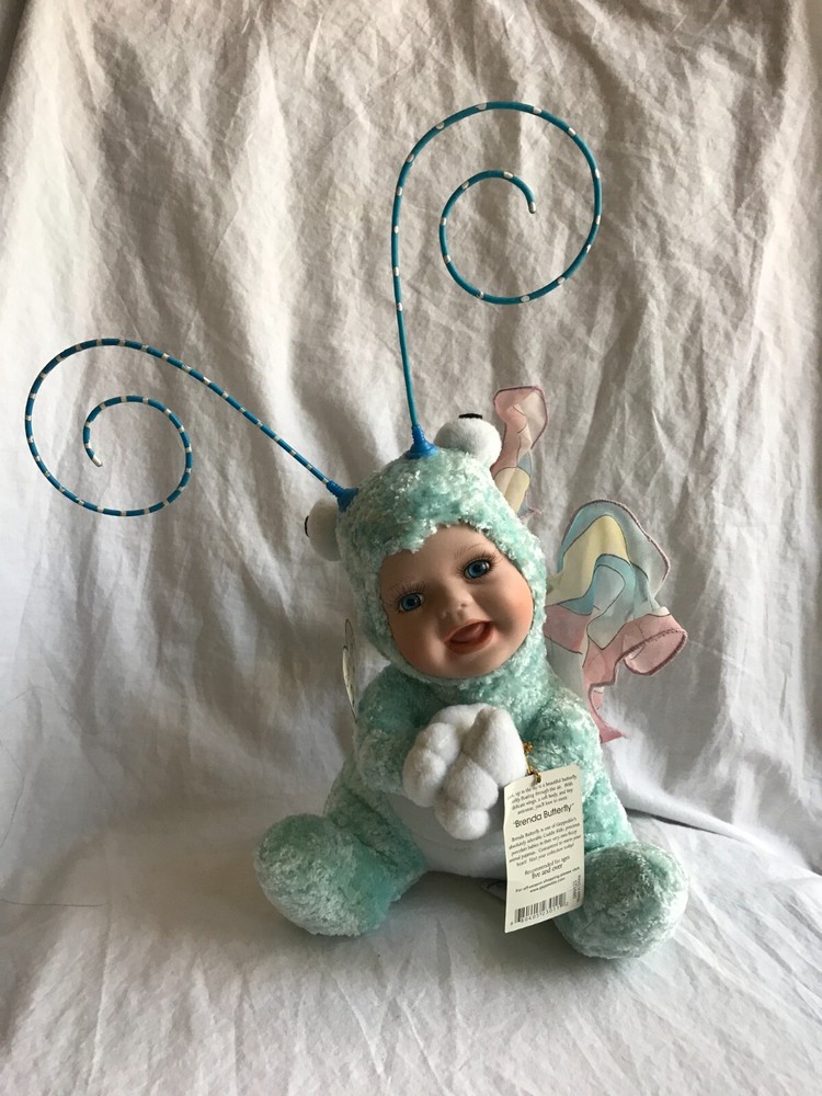 Geppeddo Cuddle Kids  Porcelain Face Doll Plush Brenda Butterfly NWT new