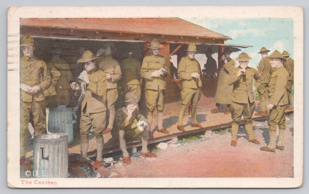Military WWI Era US Soldiers Canteen Food Postcard 1918 Trenton NJ Liberty Bond