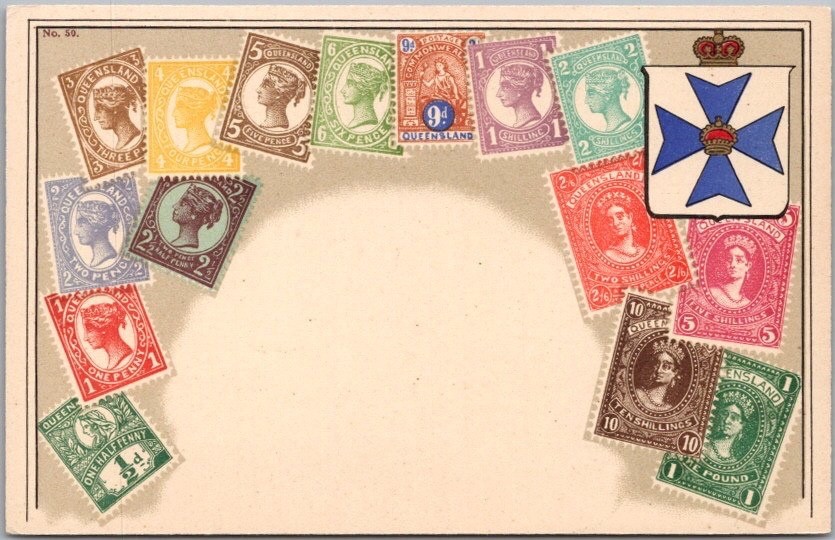 c1900s QUEENSLAND Australia Stamps Embossed Postcard / Ottmar Zieher - Unused