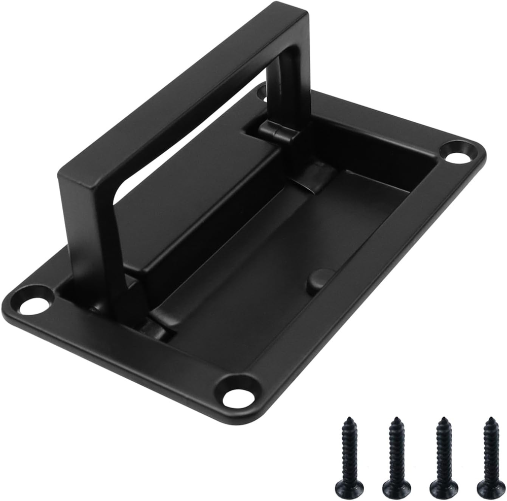 Black Recessed Pull Handle with Mounting Screws for Toolbox or Hatch