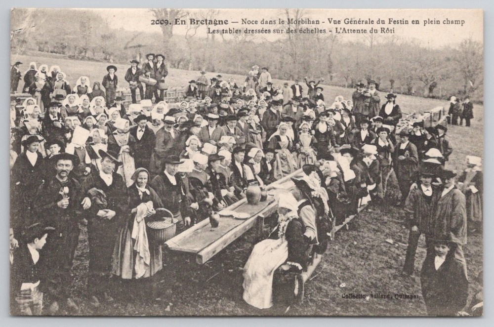 Vintage Brittany Wedding Feast Postcard Morbihan France Villard Quimper