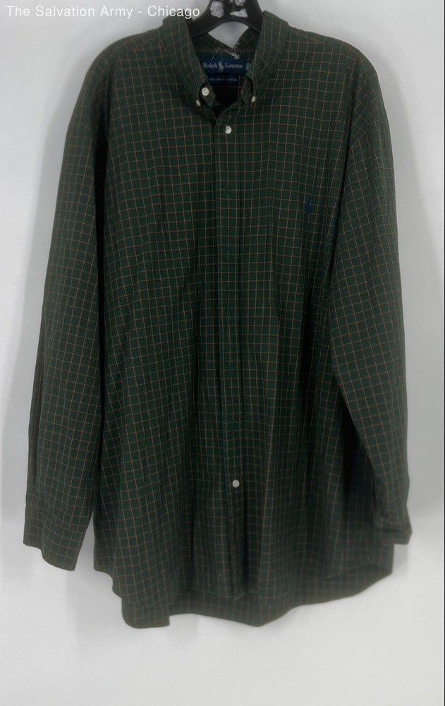 Ralph Lauren Mens Green Red Plaid Long Sleeve Collared Button-Up Shirt Size 2X