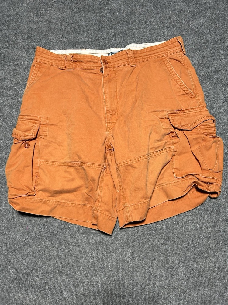 Men’s VTG Y2K Polo Ralph Lauren Orange Cargo Drill Khaki Shorts Size 40