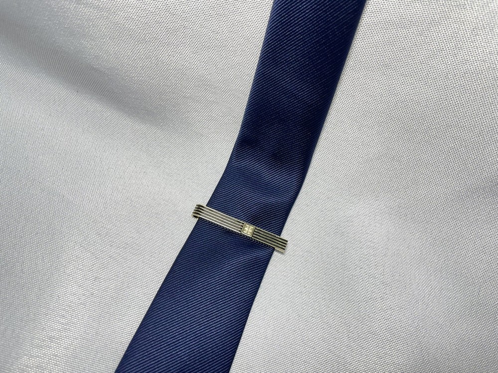 Authentic Givenchy 4G Logo Black Stripe Gold Tie Bar Clip