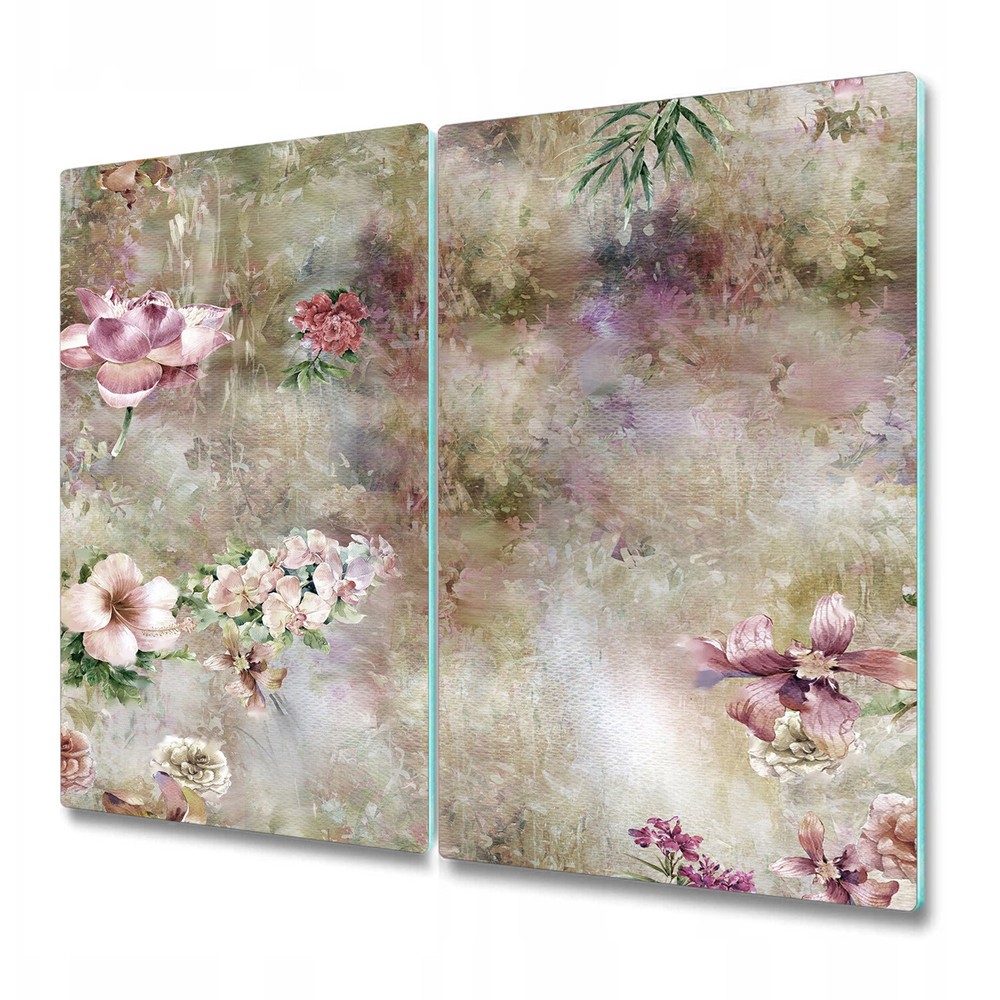 Glass Surface Protector leaf and flowers Pastel Floral Soft and subtle 2x30x52