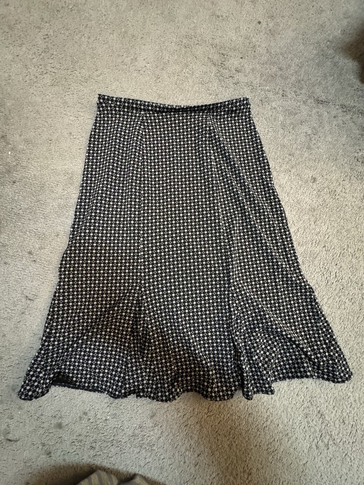 Gap Black White Dots Stretchy Midi Skirt Size XS