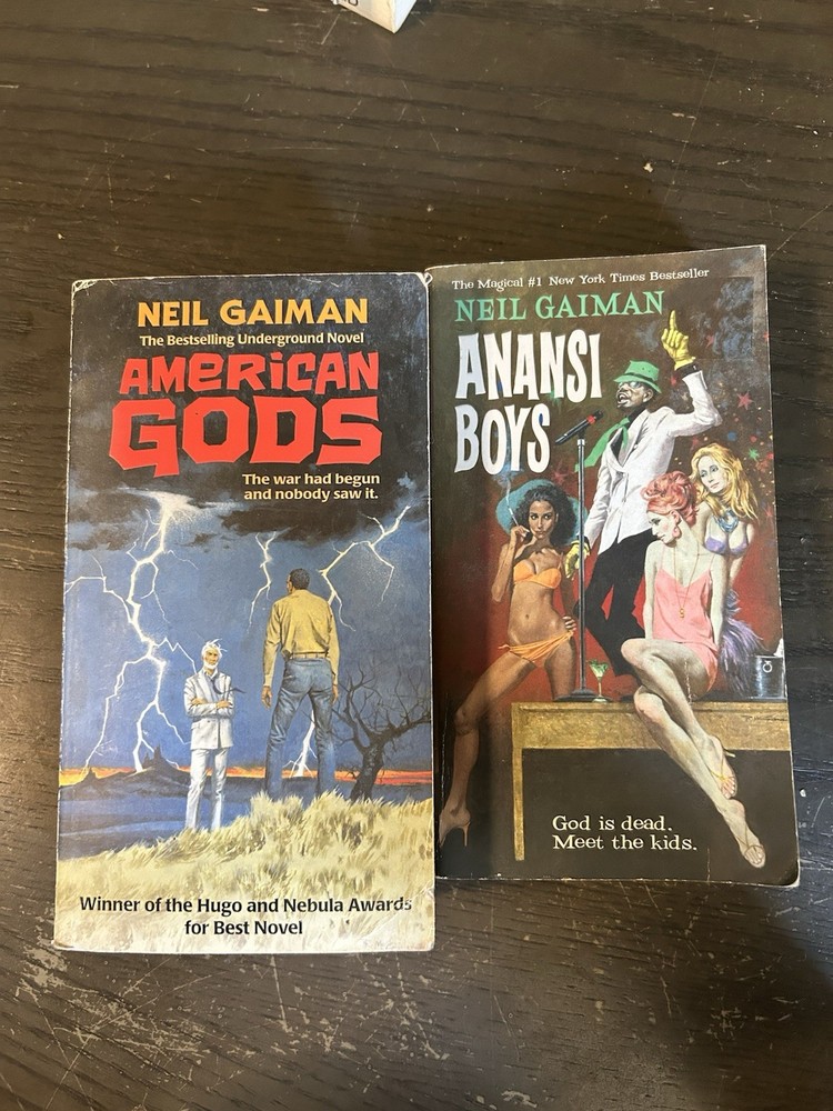 Lot of 2 Paperback Books by Neil Gaiman•Anansi Boys And American Gods•EUC