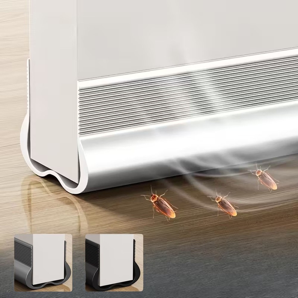 Under Door Bottom Seal Strip Stopper Adjustable Twin Door Draft Guard Soundproof