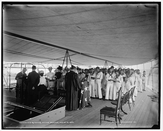 Photo:U.S.S. Texas Divine Service Navy Deck 1897