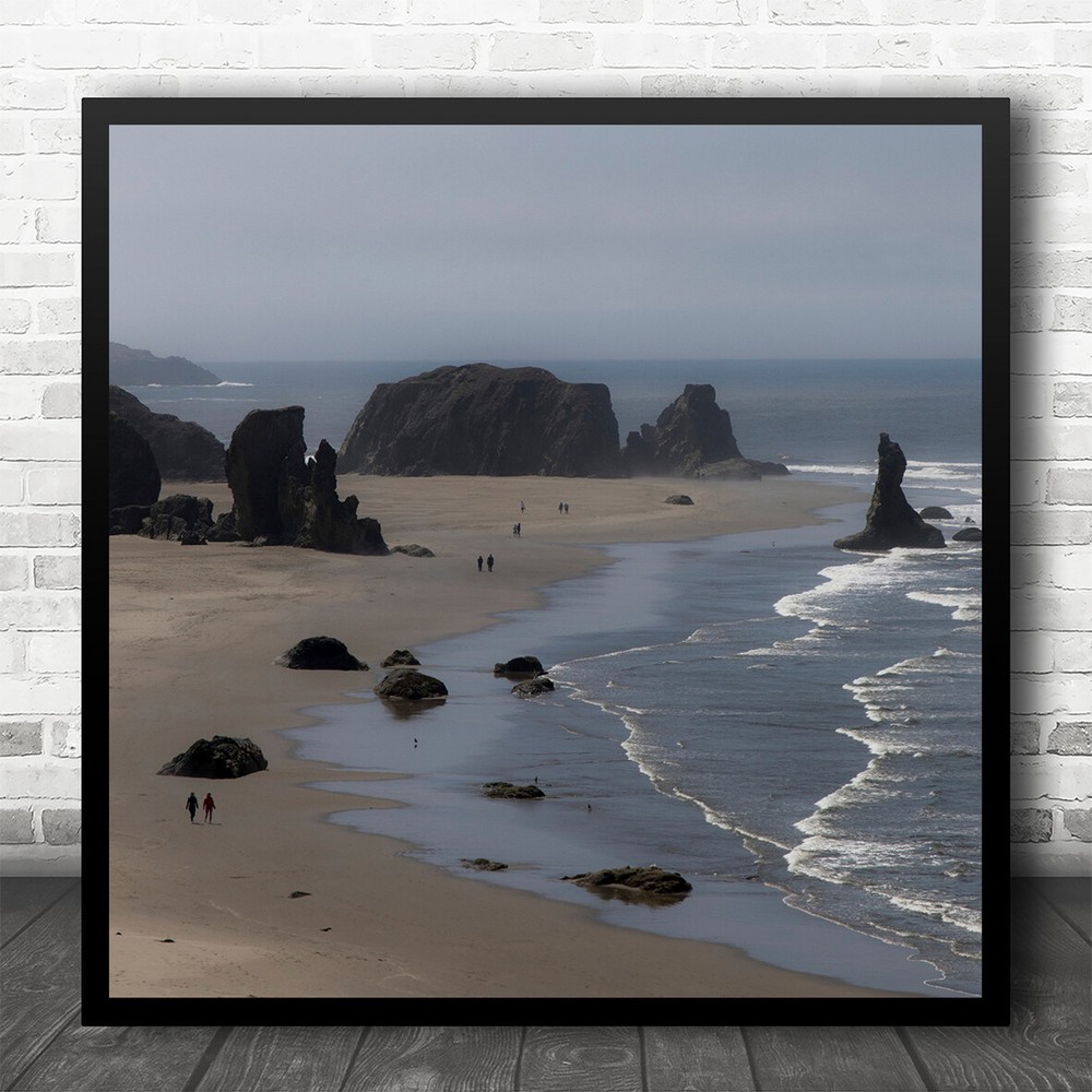 Coastal Cliffs Seascape Landscape Beach Shore Square Wall Art Print