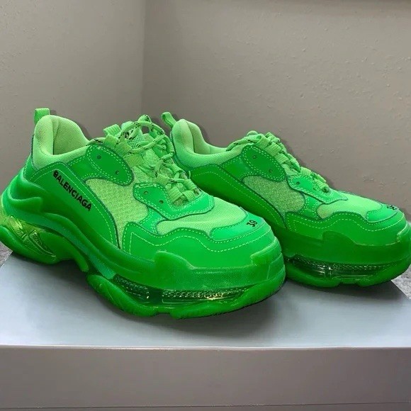 Balenciaga Triple S Soft Neon Green Clear Sole Sneakers Men's Size EU 44/ US 11