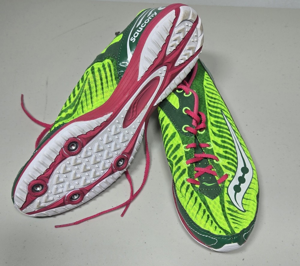 Saucony Spitfire Women's Track Spikes - Size 10 - Green/Pink