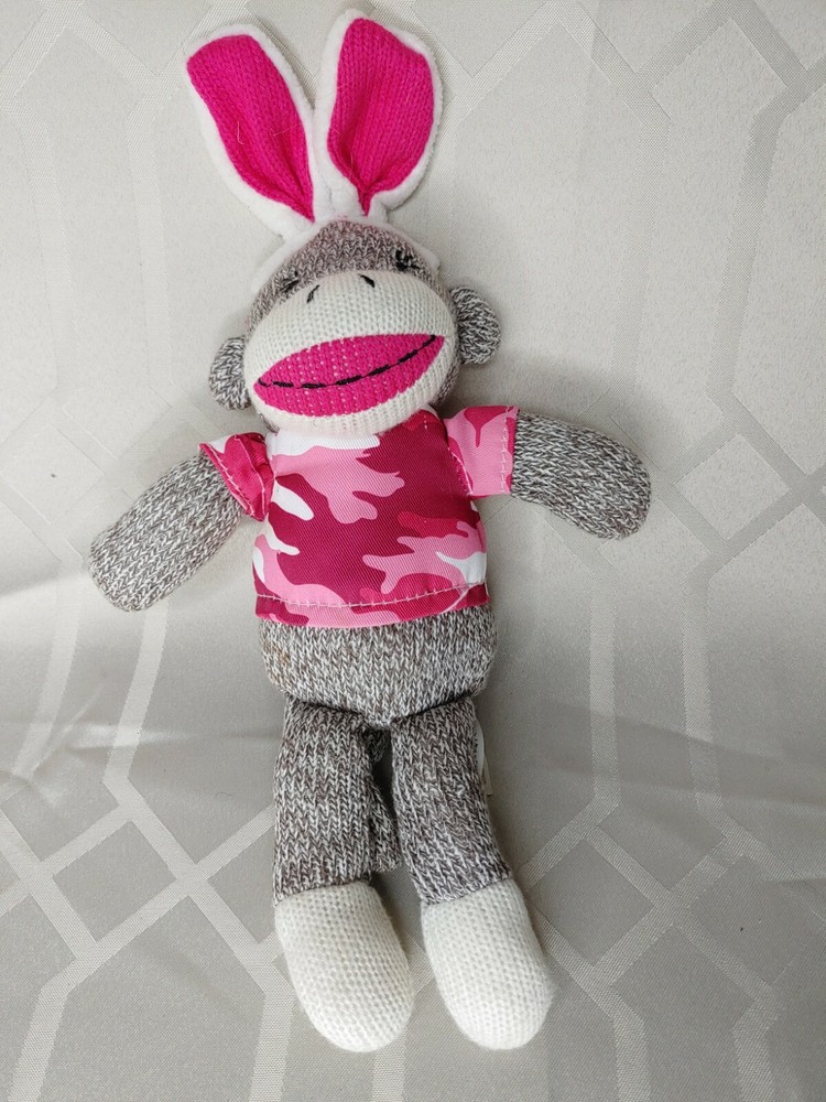 Easter Bunny Sock Monkey Plush Toys Pink Camo Dan Dee 12