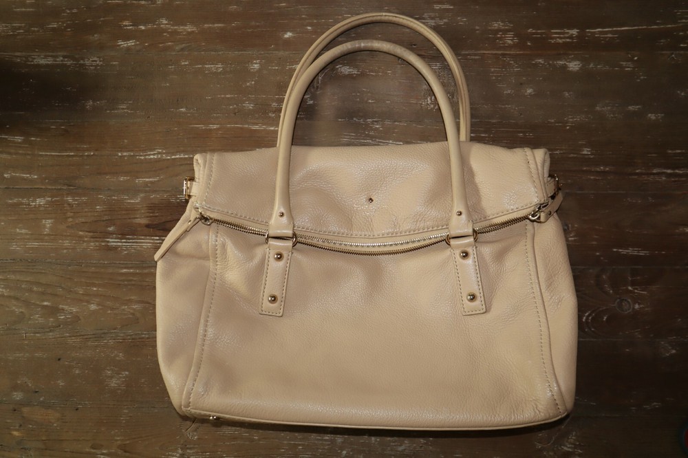 Kate Spade Cobble Hill Leslie Pebble Beige Leather Shoulder Tote Bag