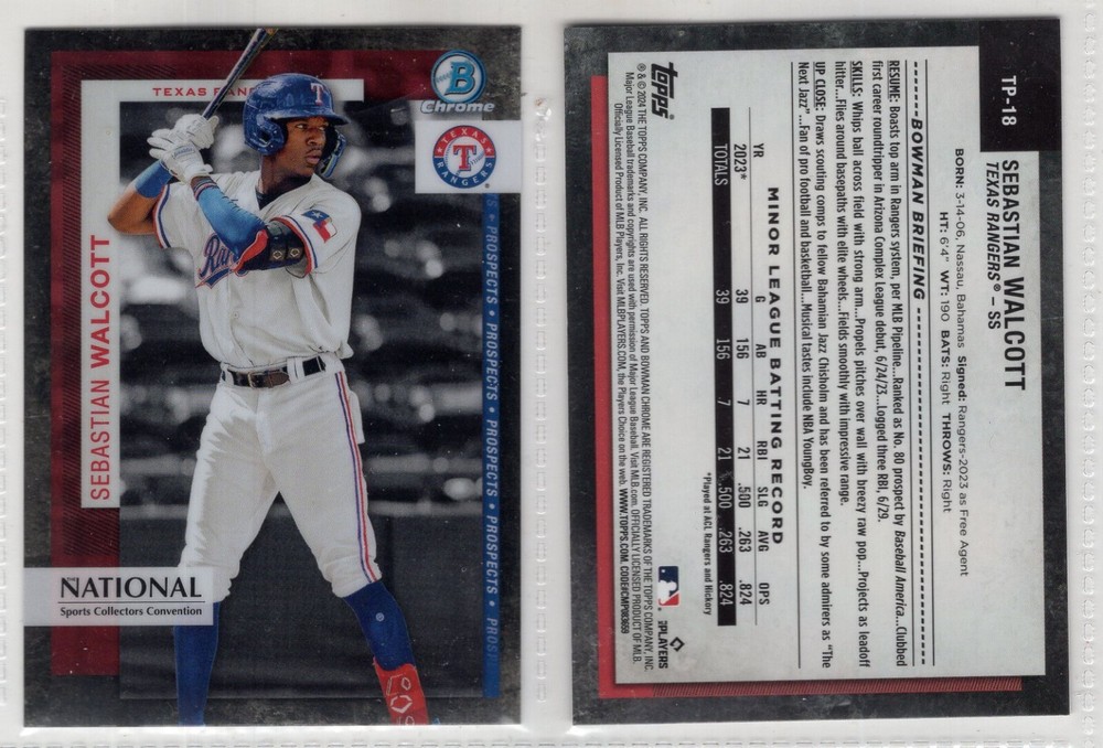 2024 Bowman Chrome NSCC Sebastian Walcott TP-18 Refractor Baseball Card