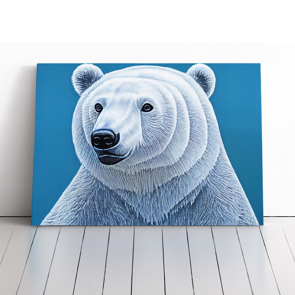 Edgy Polar Bear Framed Canvas Wall Art for Living Room or Bedroom Decor