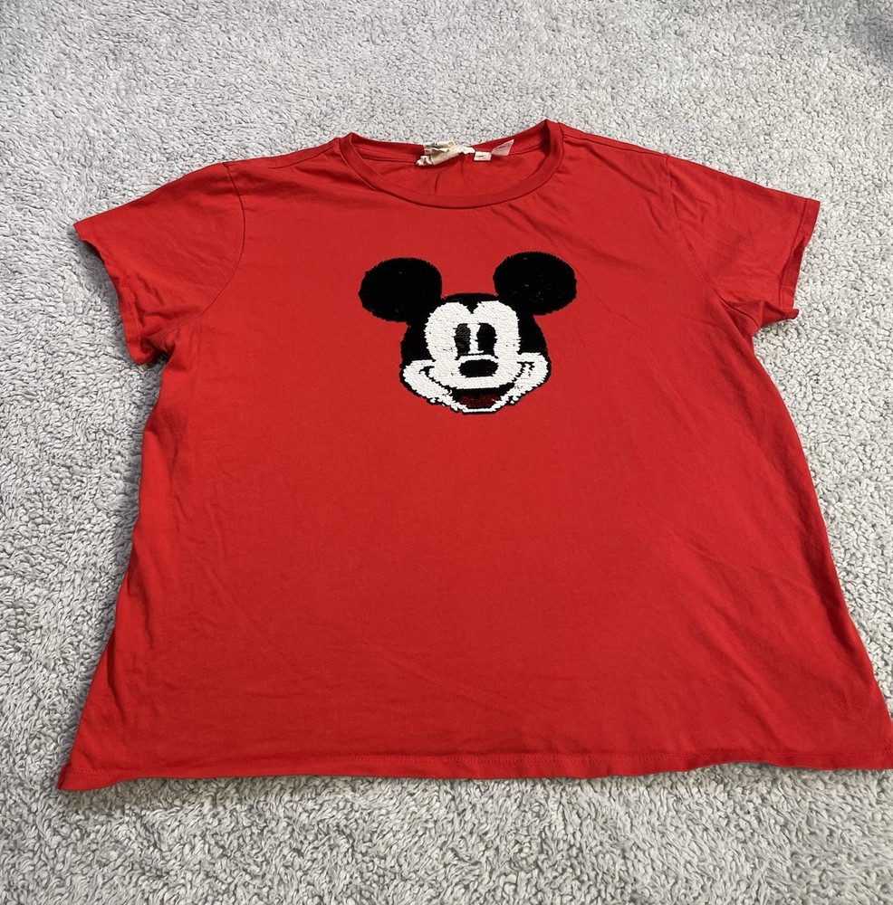Girls Mickey Mouse Shirt, Size Large.  Red, Short Sleeves Changes Styles!