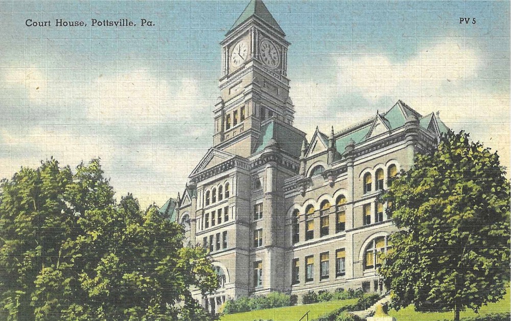 Pennsylvania PA Pottsville Court House Linen Postcard Unposted