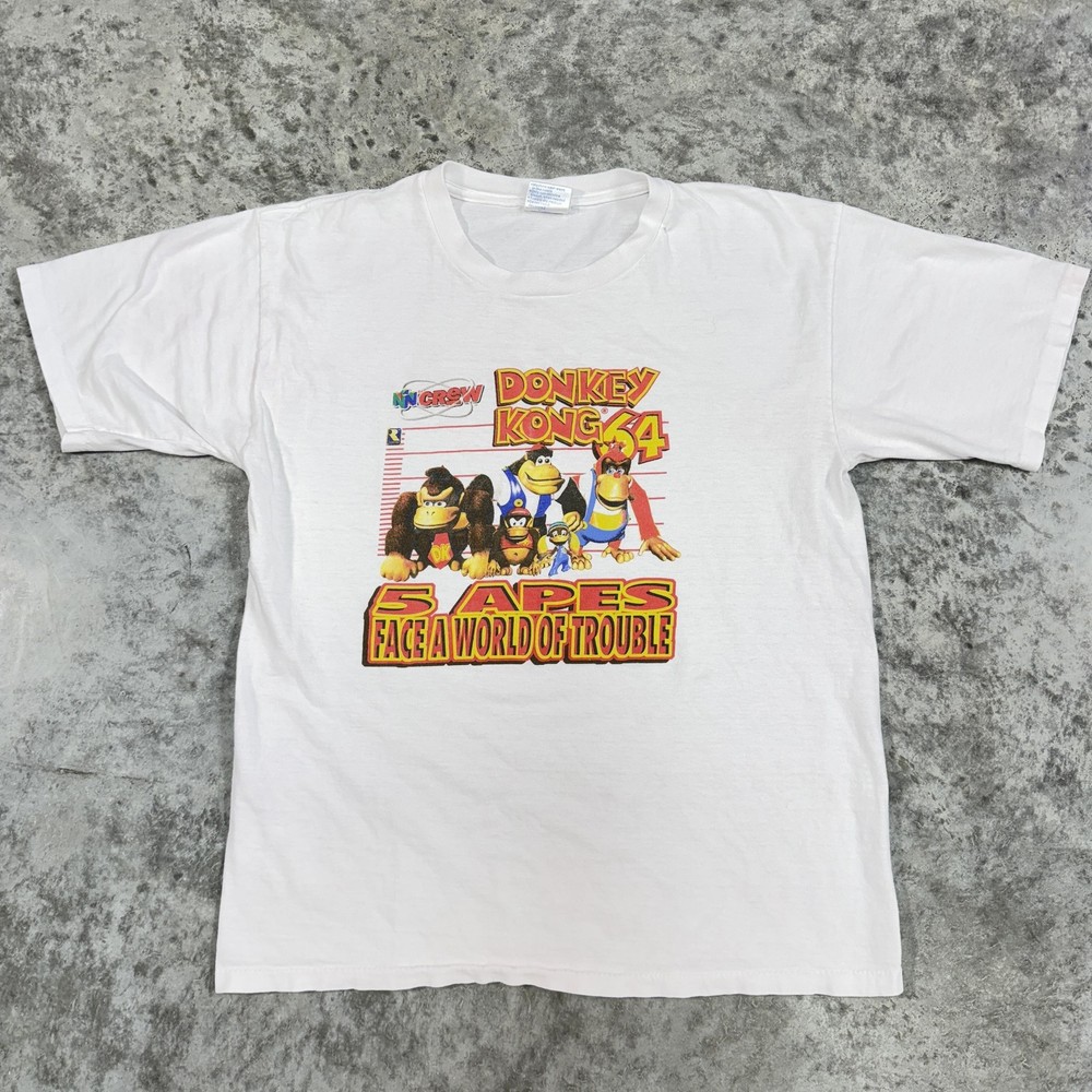 Vintage Donkey Kong 64 Shirt Mens Large White Nintendo Rare Promo Tee 90s Gaming
