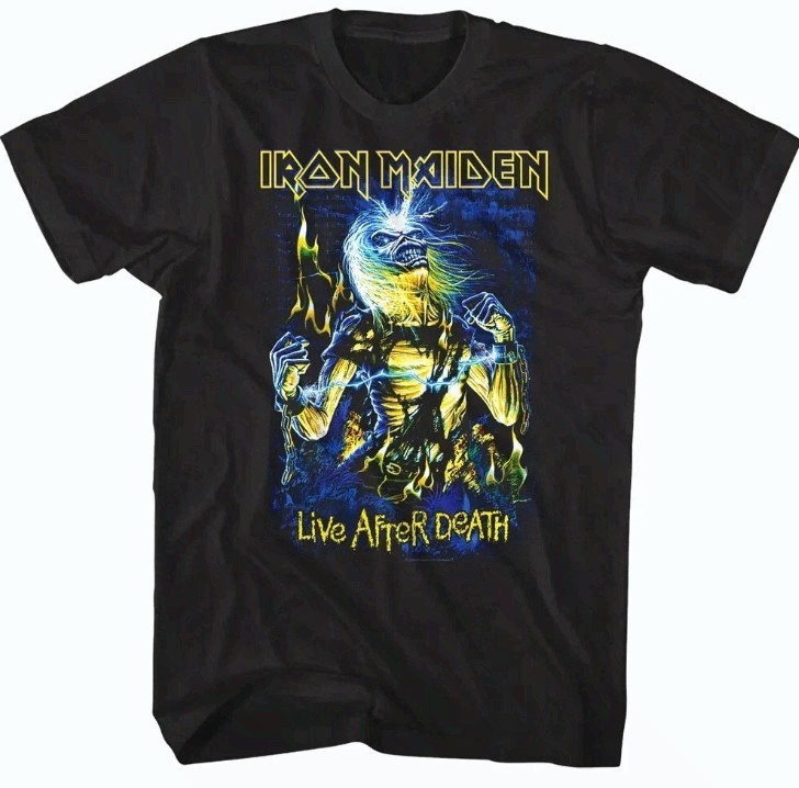 Iron Maiden Live After Death Men's T Shirt Eddie Heavy Metal Rock Music Concert