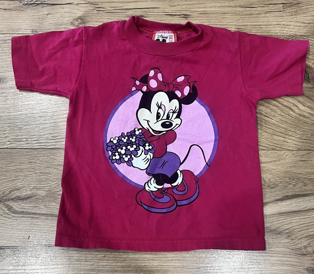 VTG MINNIE MOUSE T SHIRT TODDLER GIRLS XS 2-4 80s 90s DISNEY DESIGNS WORLD