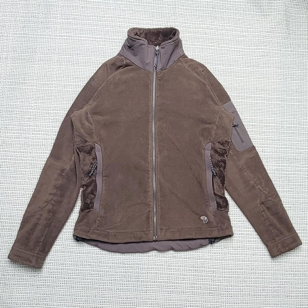 Mountain Hardwear, womens, brown, deep pile fleece full zip-up jacket