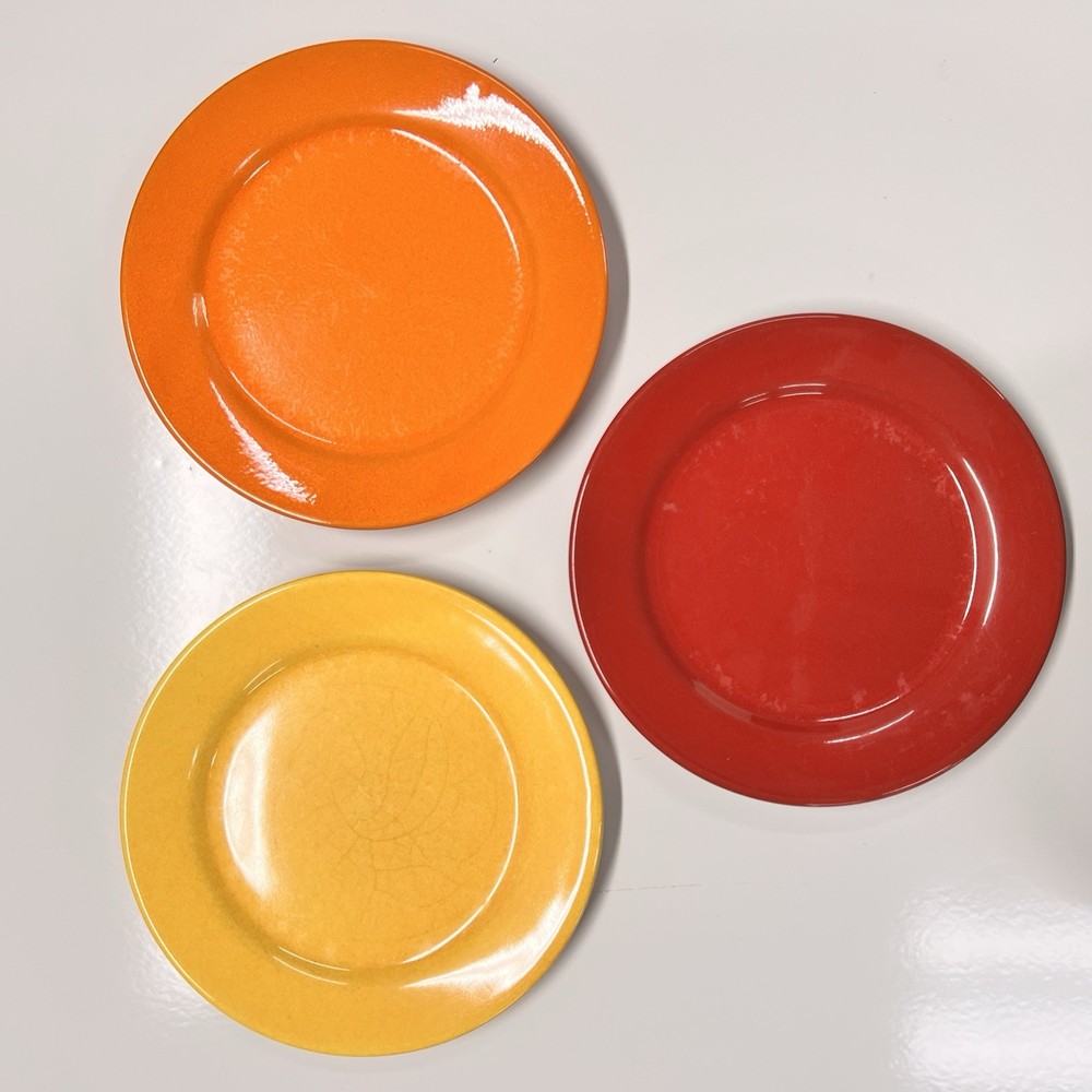 Vintage Waechtersbach Germany Plates Set 3 Red Orange Yellow 8” MCM