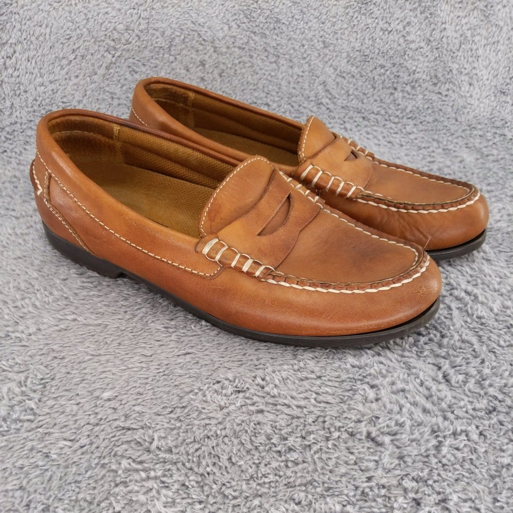 Bass Brown Leather Penny Loafer Shoes Sz 8 Classic Driving Moccasins Slip On