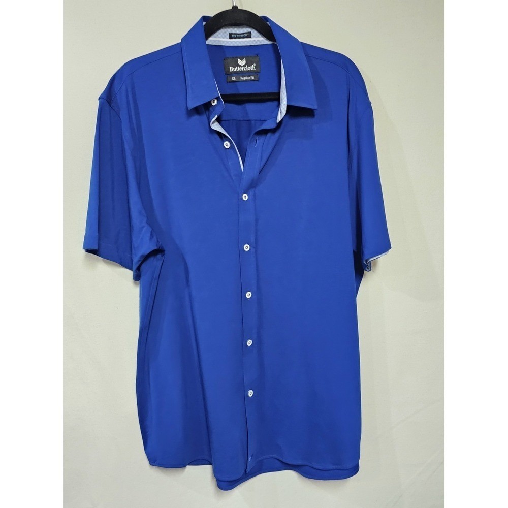 Butter Cloth Shirt Mens M Blue XL Tall  Fit Stretch Button Up