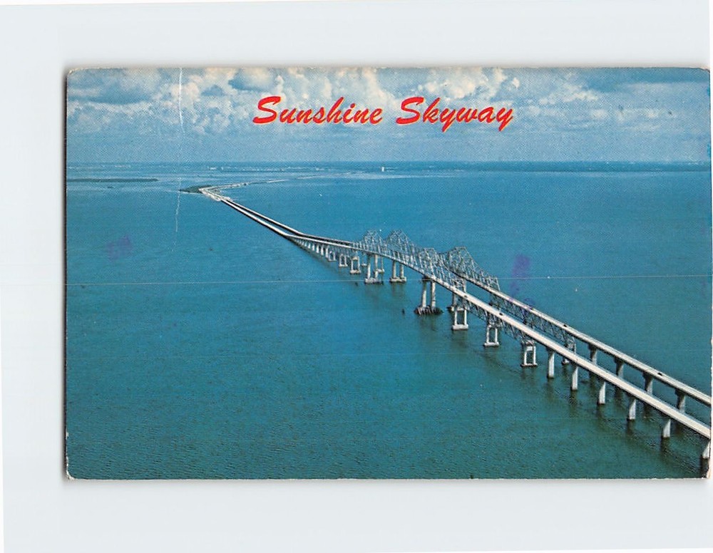 Postcard Aerial View Sunshine Skyway Florida USA