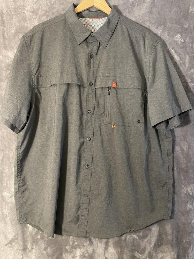 The American Outdoorsman Men's Gray Collared Short Sleeve Button Up Shirt Sz XL