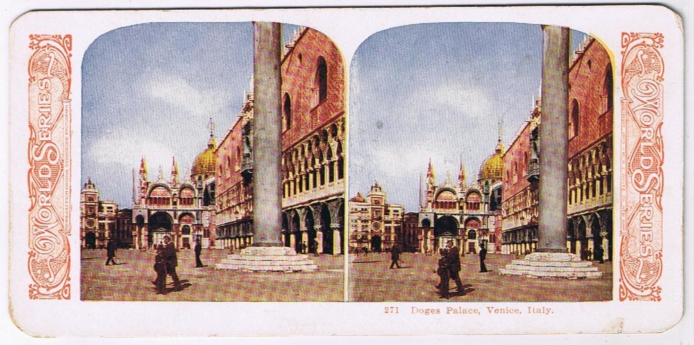 Stereo View Card Stereograph Doges Palace Venice Italy